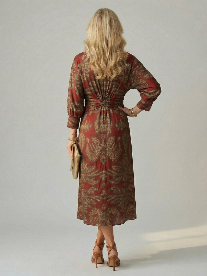 Falune – Elegant Printed Wrap Midi Dress