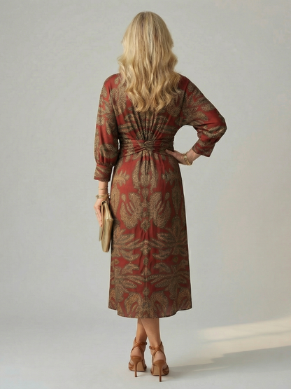 Falune – Elegant Printed Wrap Midi Dress