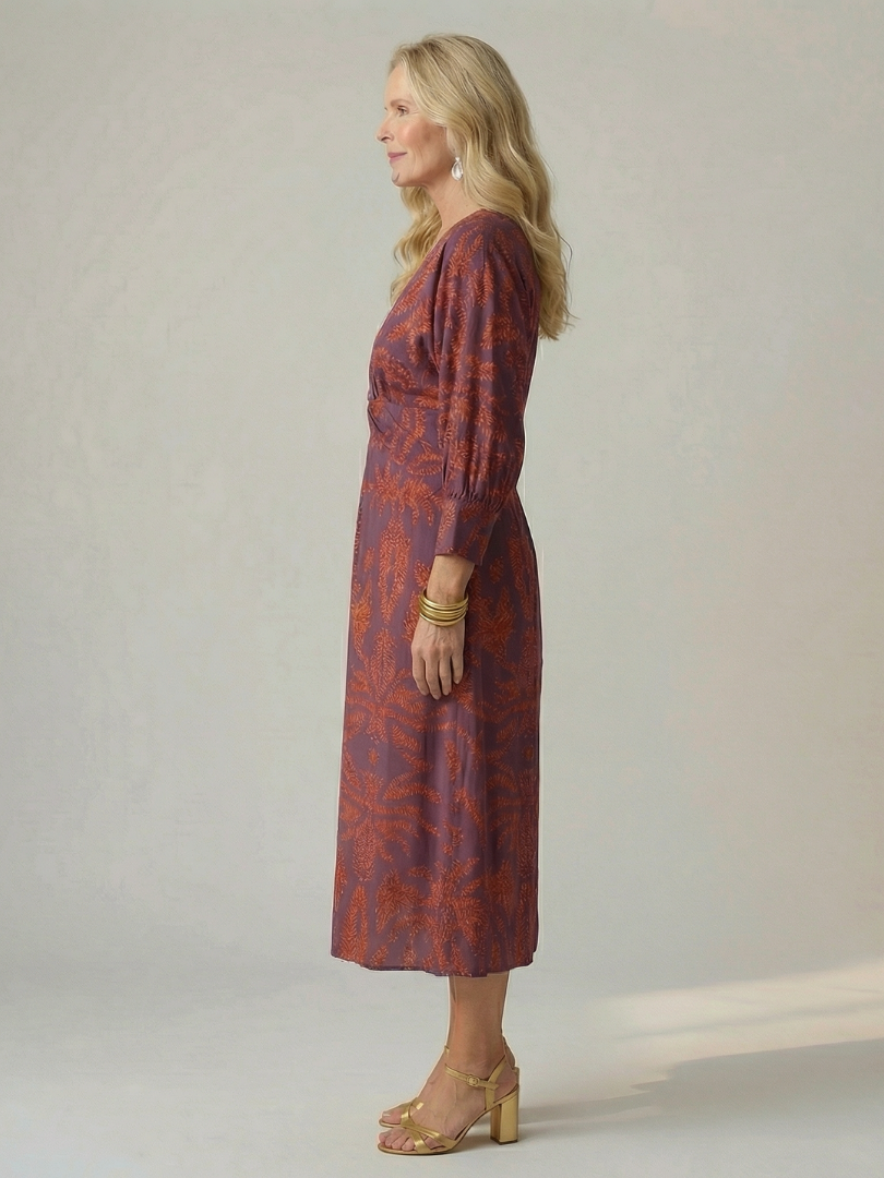Falune – Elegant Printed Wrap Midi Dress