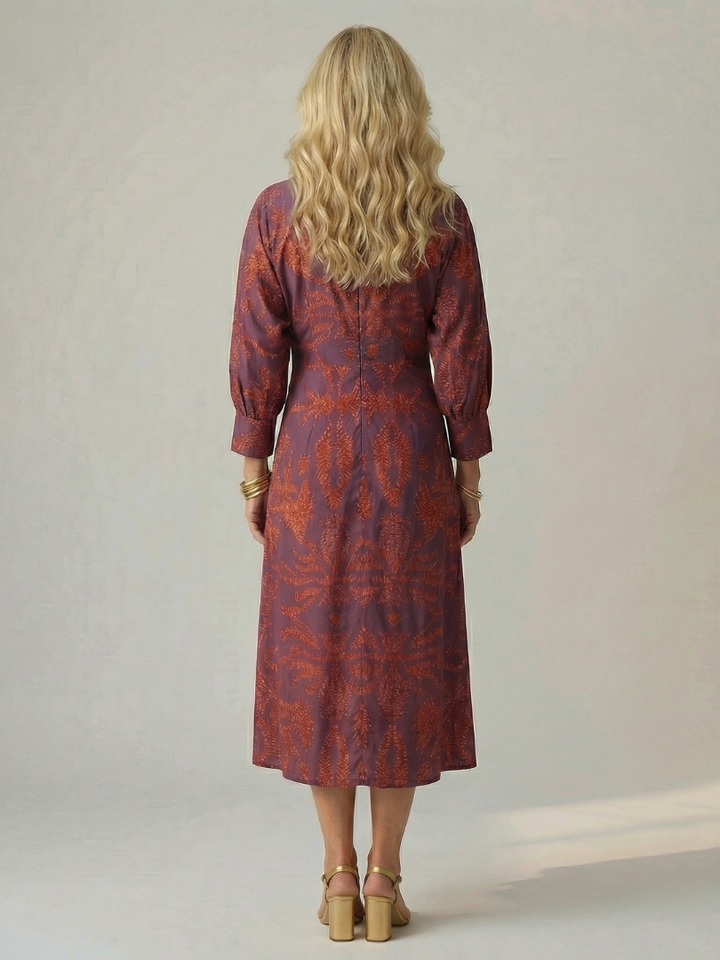 Falune – Elegant Printed Wrap Midi Dress