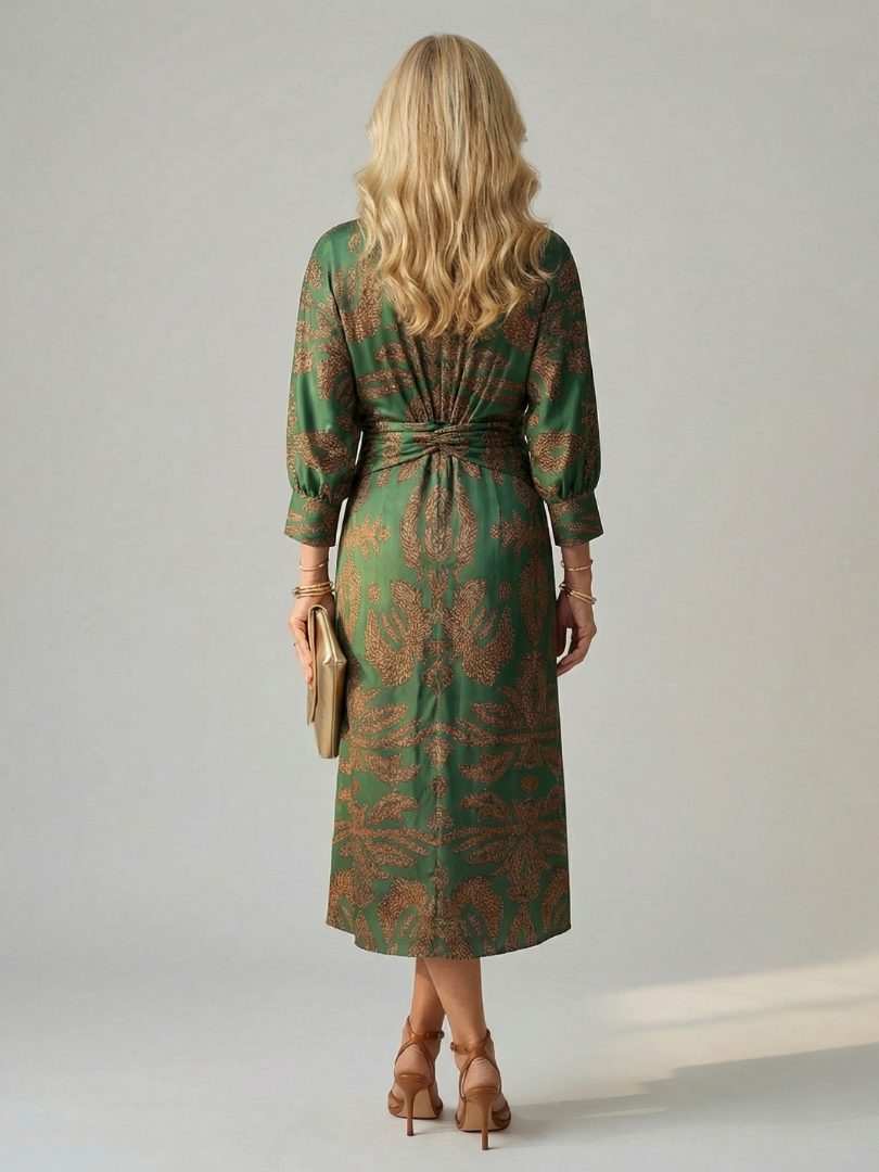 Falune – Elegant Printed Wrap Midi Dress