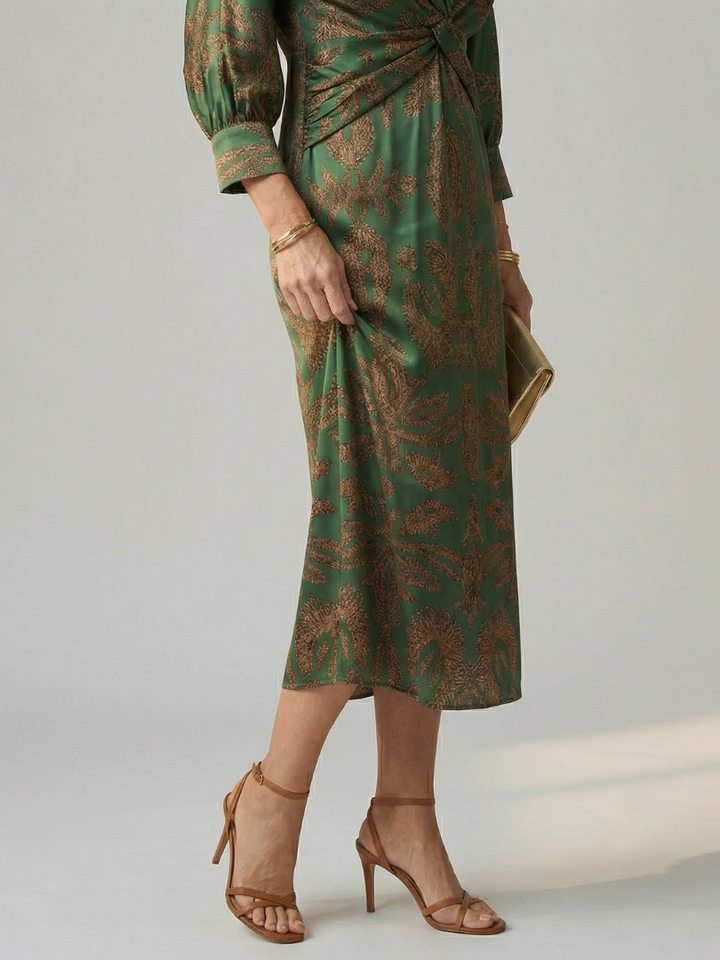 Falune – Elegant Printed Wrap Midi Dress