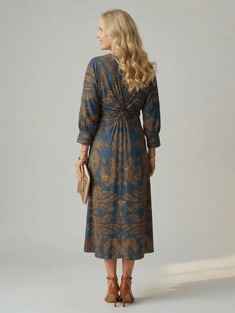 Falune – Elegant Printed Wrap Midi Dress