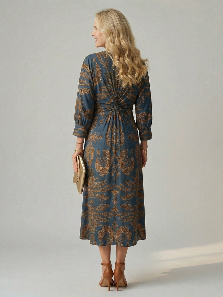 Falune – Elegant Printed Wrap Midi Dress