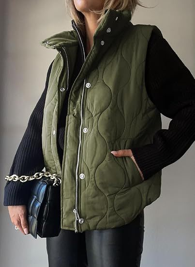 PAMMY™ - Classic Puffer Button Zip Up Collared Vest