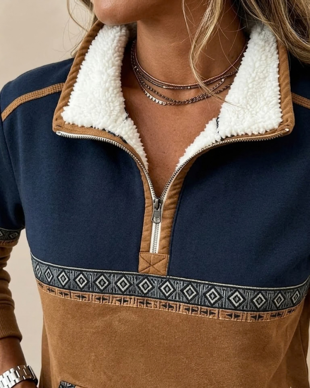 Léonie | Elegant Half Zip Knit Sweater