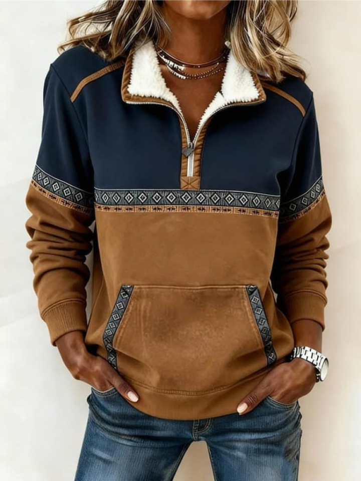 Léonie | Elegant Half Zip Knit Sweater